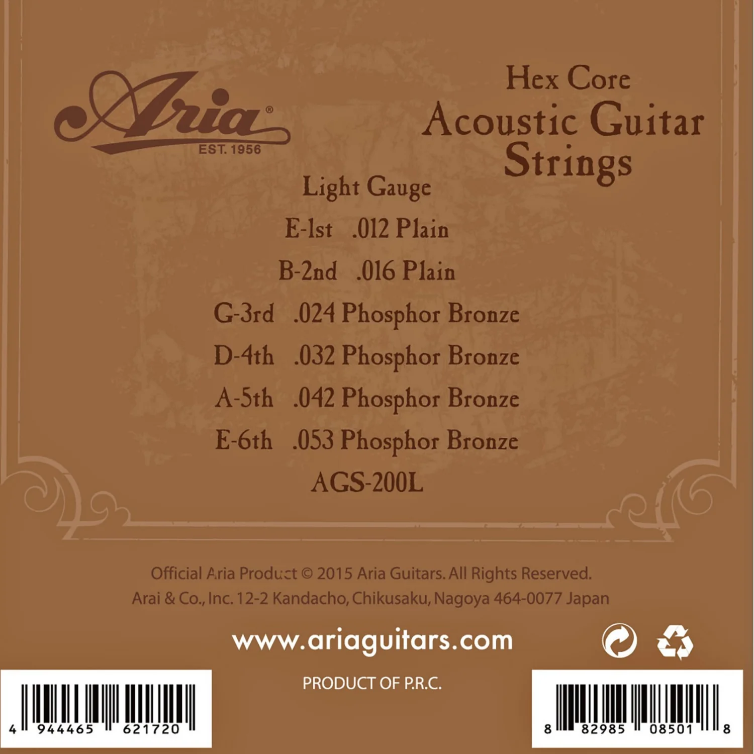 Aria AGS-200 Phosphor Bronze Acoustic Guitar String - Image 4