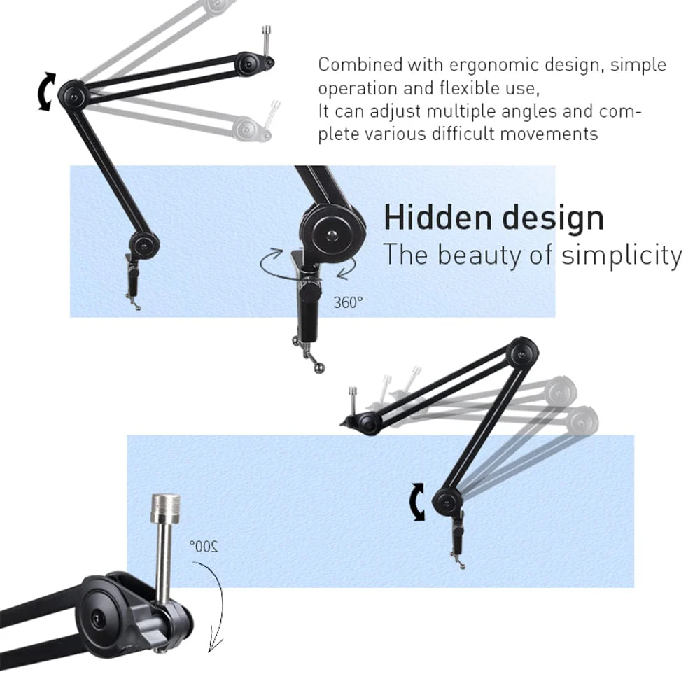 Audio Array AA-11 Long Springless All Metal Microphone Arm Stand - Image 4