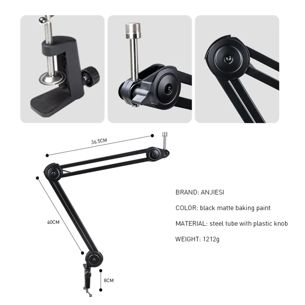 Audio Array AA-11 Long Springless All Metal Microphone Arm Stand - Image 6