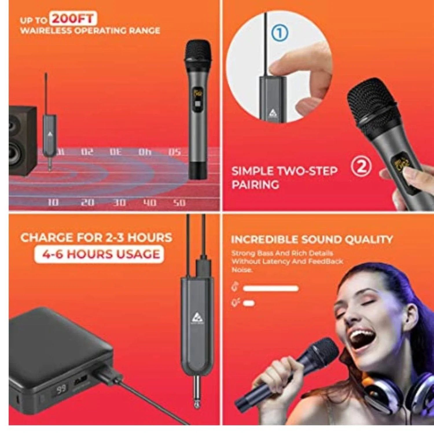 Audio Array AM-W12 Dual Dynamic UHF Handheld Wireless Microphone - Image 5