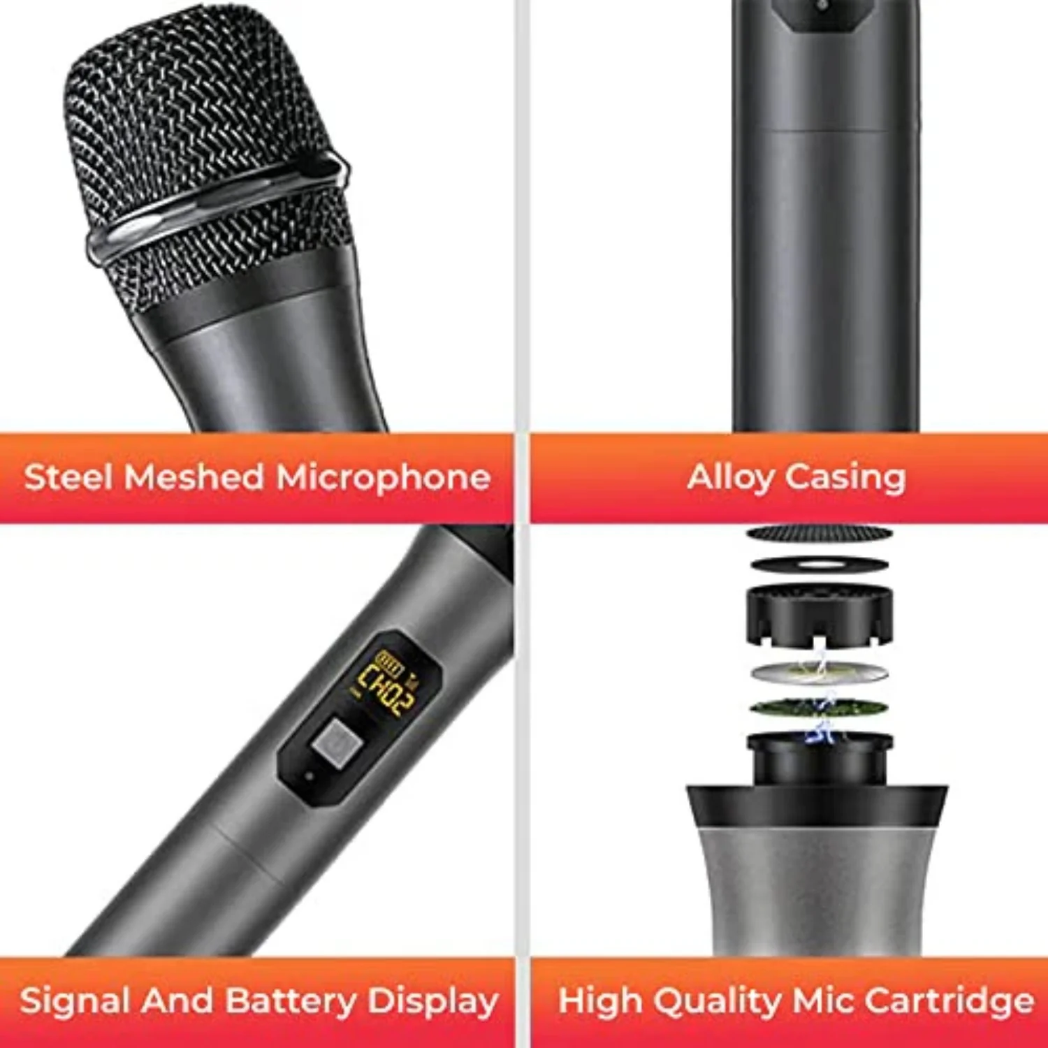 Audio Array AM-W12 Dual Dynamic UHF Handheld Wireless Microphone - Image 6