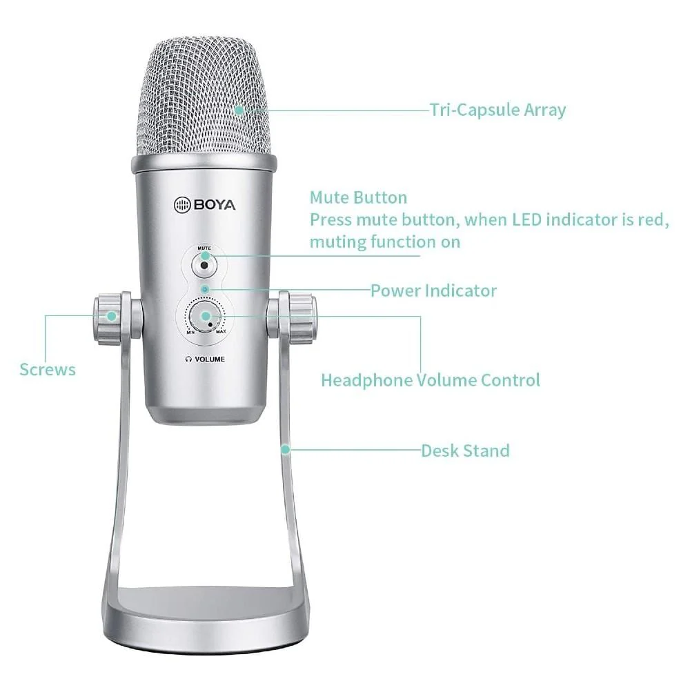 Boya BY-PM700SP USB Condenser Microphone For iOS Android Windows Mac Devices - Open Box - Image 7