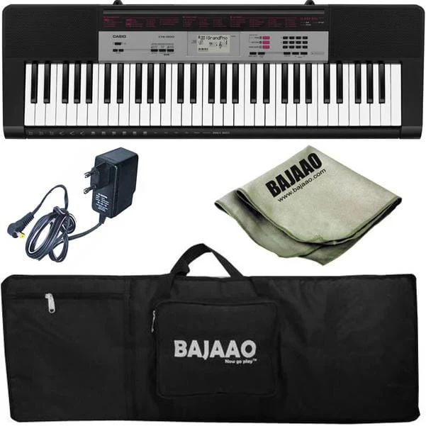 Casio CTK-1500 61-Key Standard Keyboard with Power Adapter, Polishing Cloth and Gig Bag