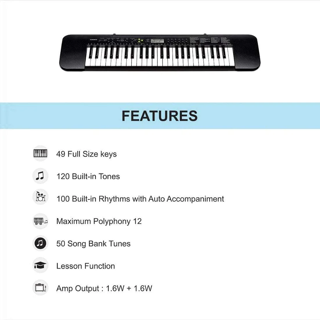 Casio CTK245 Musical Keyboard with Stand, Polishing Cloth and Power Adapter - Image 5
