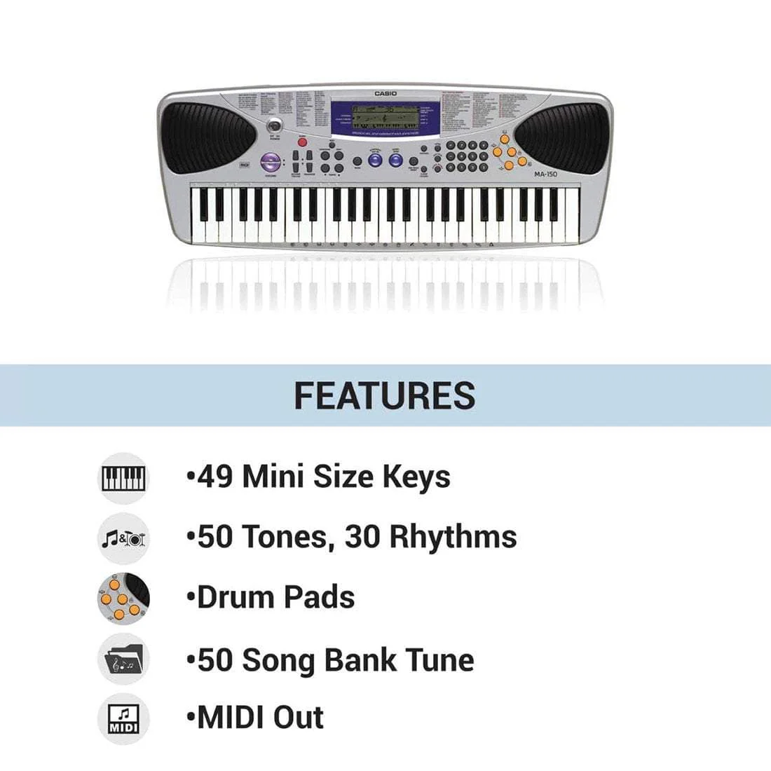 Casio MA150 49-Keys Digital Portable Keyboard With Power Adapter - Image 5