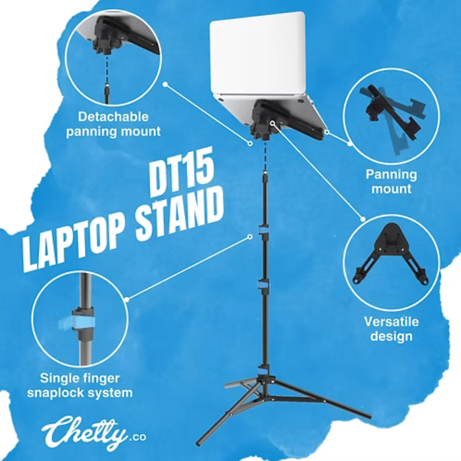 Chetty DT15 3-in-1 Portable Tripod Stand for Laptop Tablet Phone - Image 4