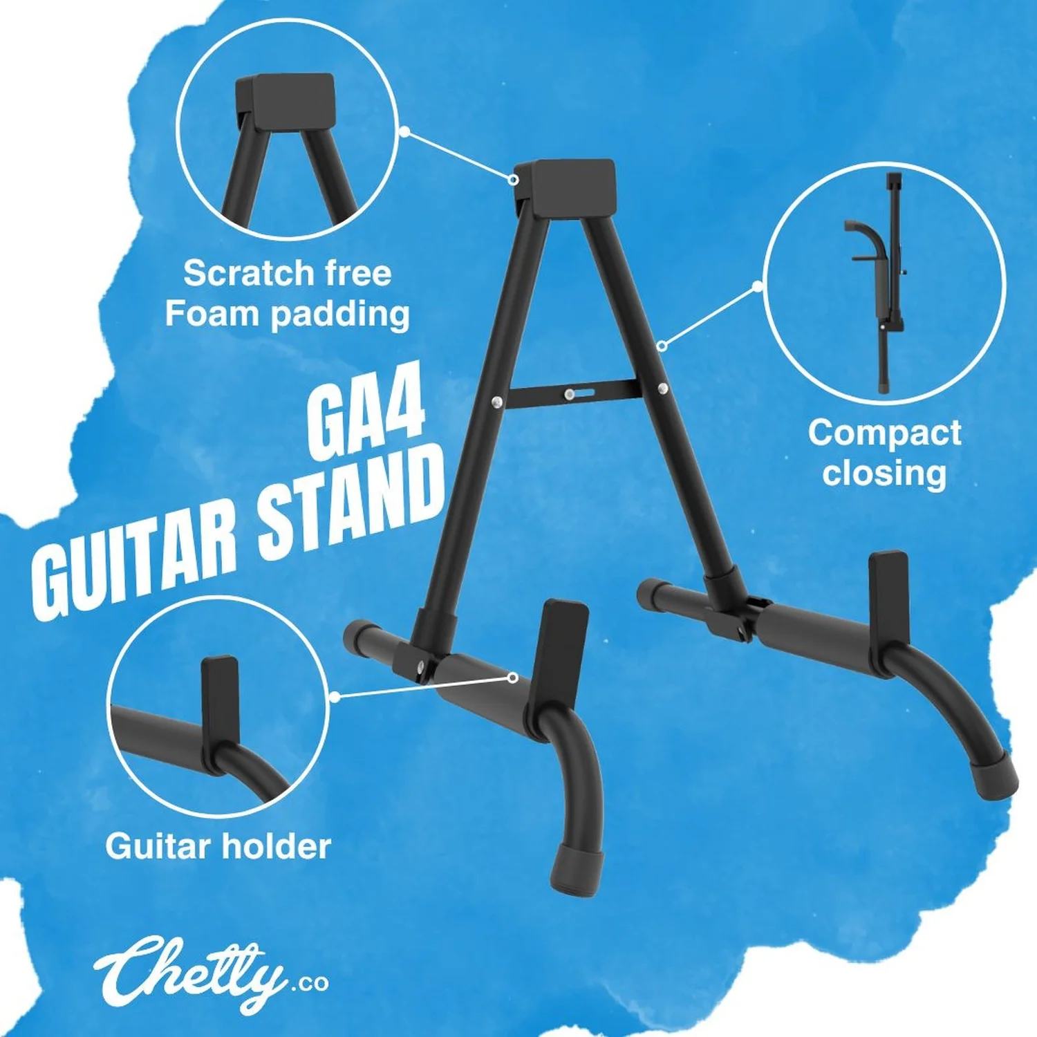Chetty GA4 Foldable A-Frame Guitar Stand - Image 3