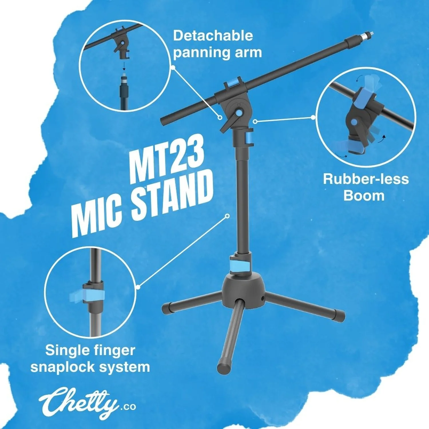 Chetty MT23 Mini Microphone Stand with Detachable Boom Arm - Image 2