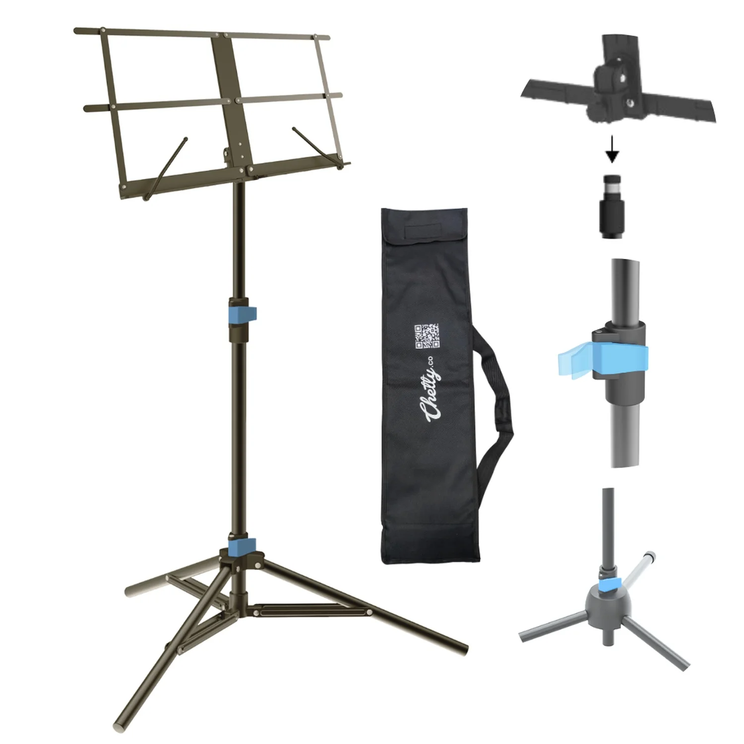 Chetty RT23 Collapsible Tripod Music Stand with Detachable Music Mount
