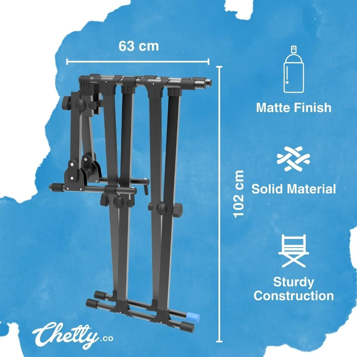Chetty TT14 Two-Tier Double Braced Keyboard Stand with 11 level Gear Locking - Image 3