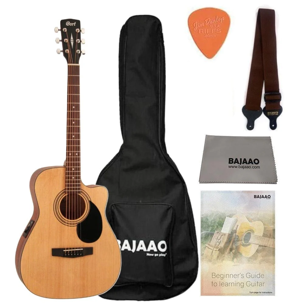 Cort AF500CE Standard Series Open Pore Electro Acoustic Guitar with Gigbag, Strap, Picks, Polishing Cloth & Ebook