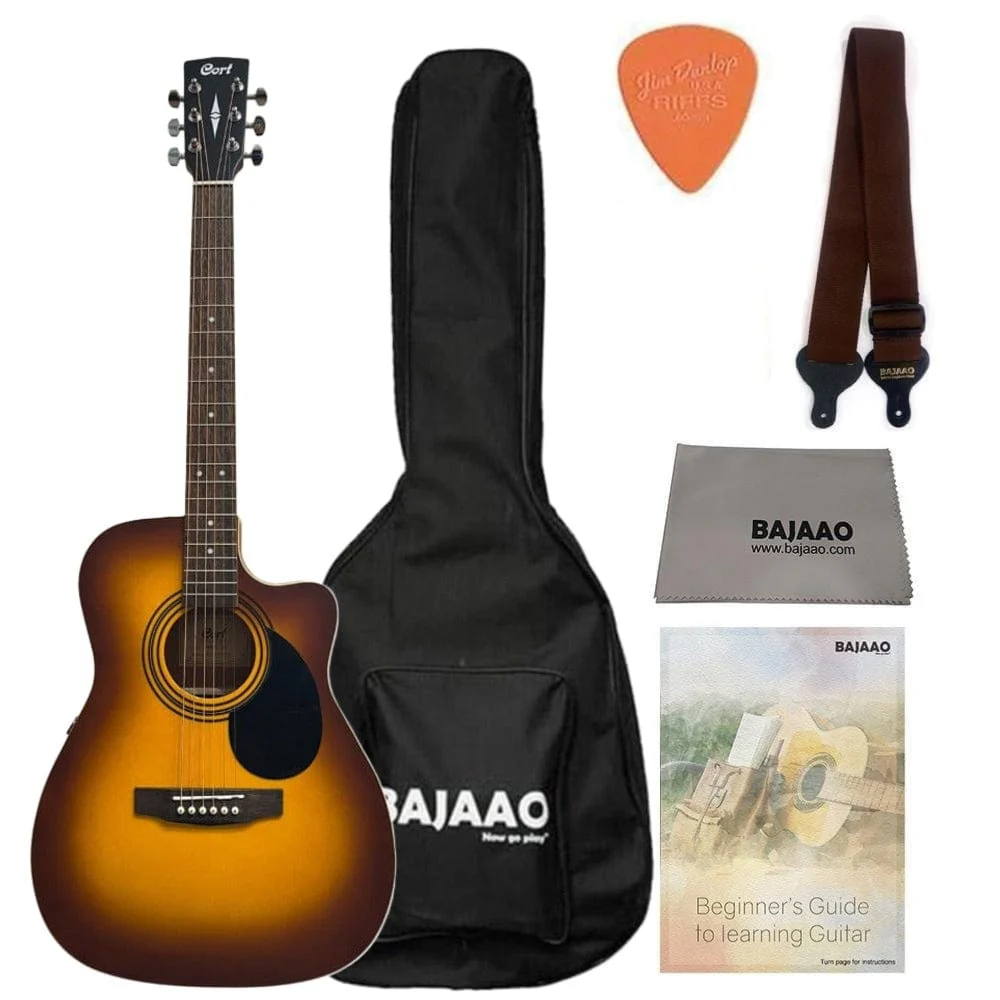 Cort AF500CE Standard Series Open Pore Electro Acoustic Guitar with Gigbag, Strap, Picks, Polishing Cloth & Ebook - Image 11