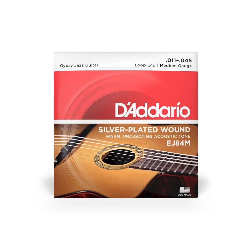 D'Addario EJ84M SET Gypsy Jazz Silver Medium Acoustic Guitar String Set - Image 2