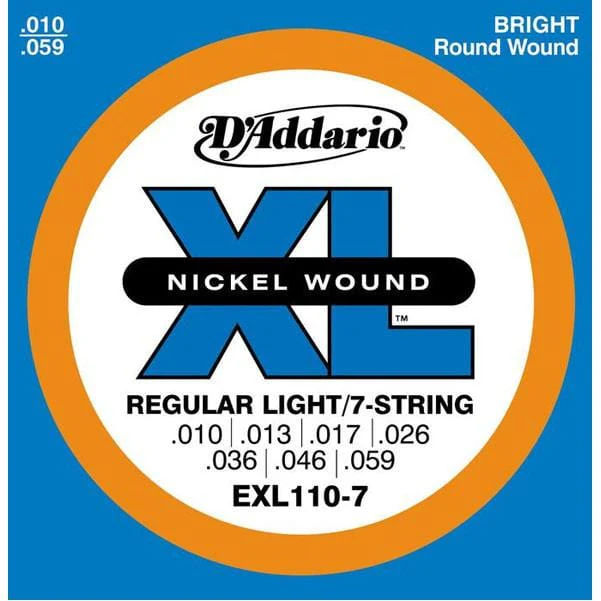 D'Addario EXL110-7 Electric Guitar Strings, Regular Lite, 7-String - 0.10-0.46