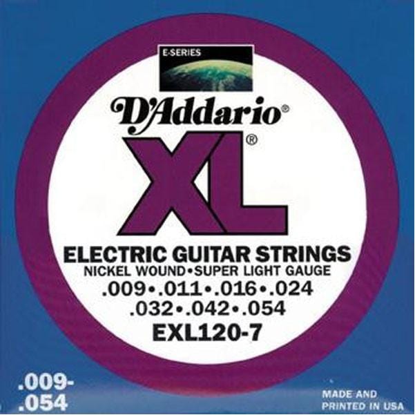 D'Addario EXL120-7 Electric Guitar Strings, Super Light, 7-String - 0.09-0.42