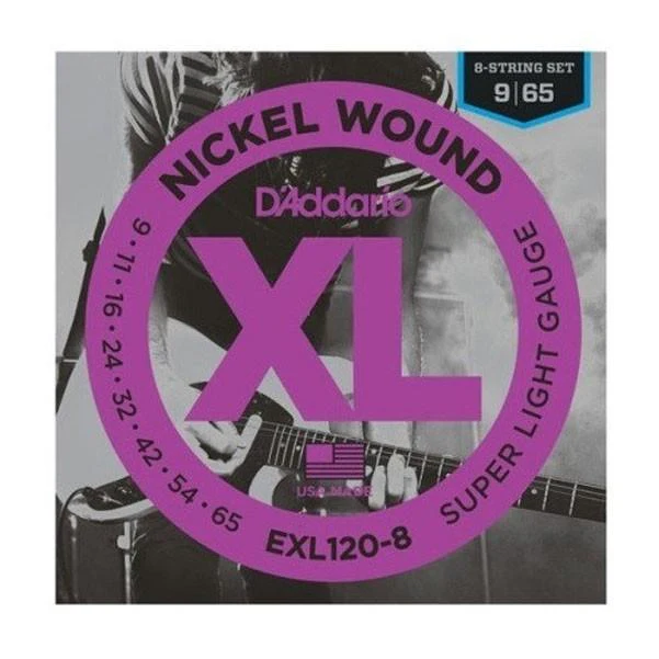 D'addario EXL120-8 8- String Nickel Wound Super Light Electric Guitar Strings