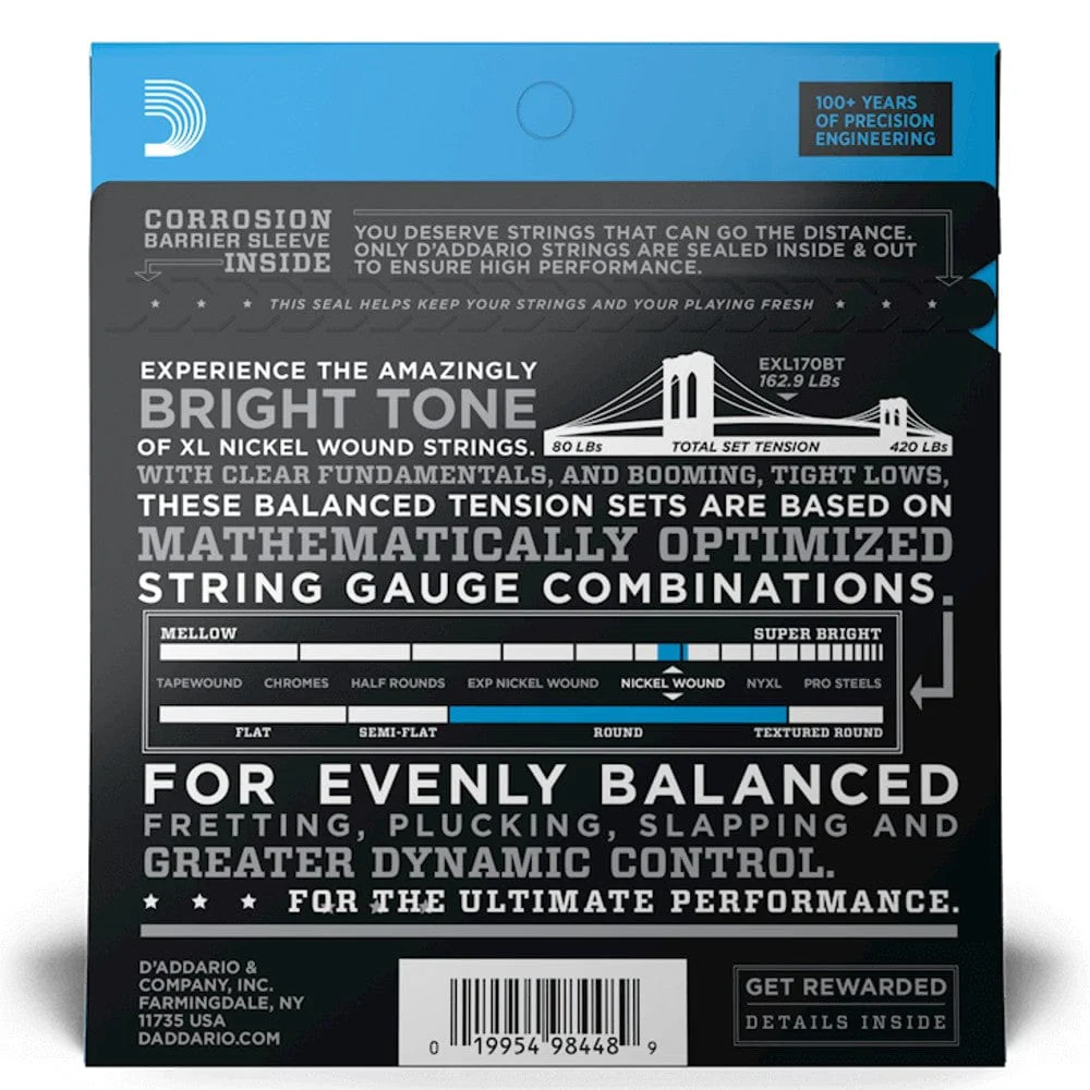 D'Addario EXL170BT Bass Guitar Strings Balanced Tension Nickel Wound - Image 3