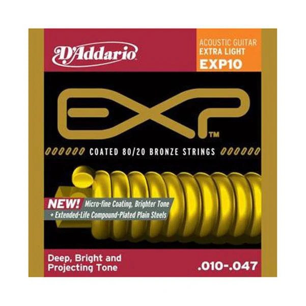 D'Addario EXP10 Coated 80/20 Bronze Extra Light Acoustic Strings