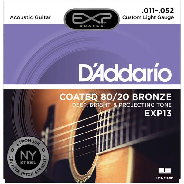 D'Addario EXP13 Coated 80/20 Bronze Light Acoustic Strings - 0.11-0.52