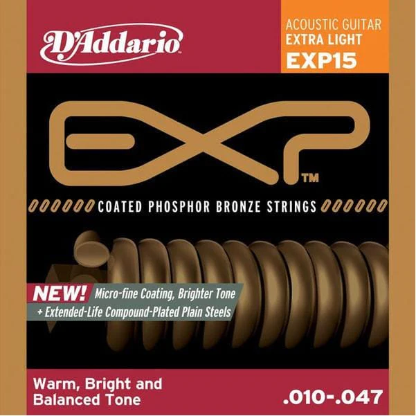 D'Addario EXP15 Phosphor Bronze Extra Light Acoustic Guitar String - 0.10-0.47