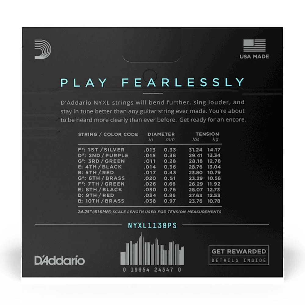 D'Addario NYXL1138PS E9th Pedal Steel Regular Light Electric Guitar String Set - Image 3