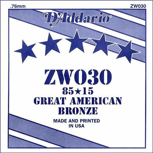 D'Addario ZW030 85/15 Great American Acoustic Guitar String - .030