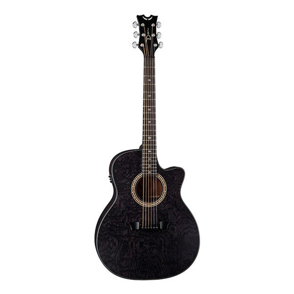 Dean Guitar Exotica Quilt Ash Cutaway Electro Acoustic Guitar - Trans Black