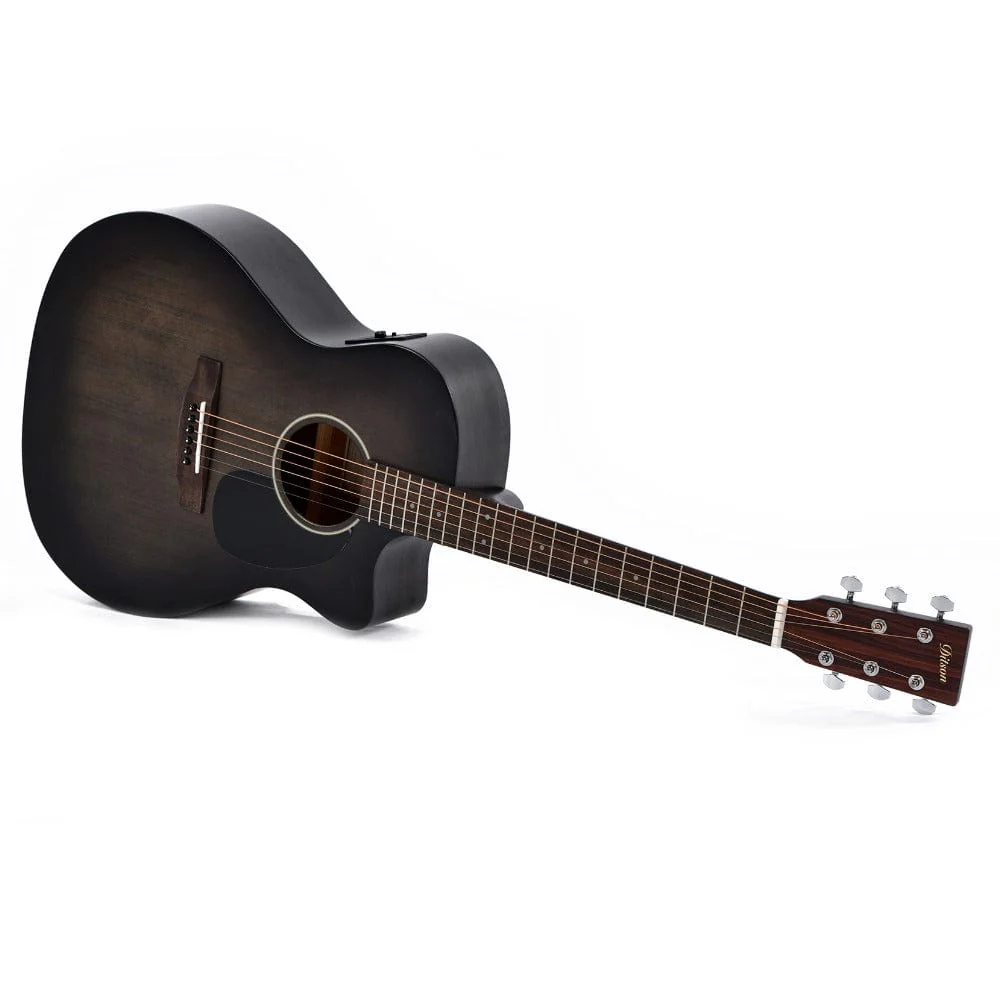 Ditson GC-10E-TBK Cutaway 6 String Electro Acoustic Guitar - Translucent Black Satin - Image 2