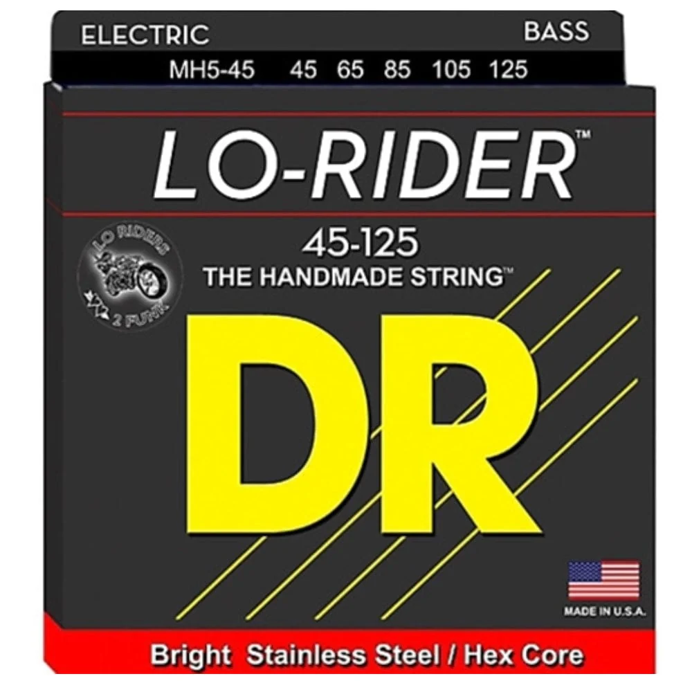DR String MH545 Lo Rider Medium 5 String Bass Guitar String Set -0.45-0.125