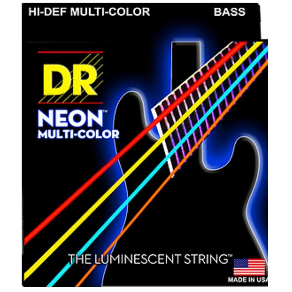 DR String NMCB HI-DEF Neon Multi-Color Coated Bass Guitar Strings - Image 2