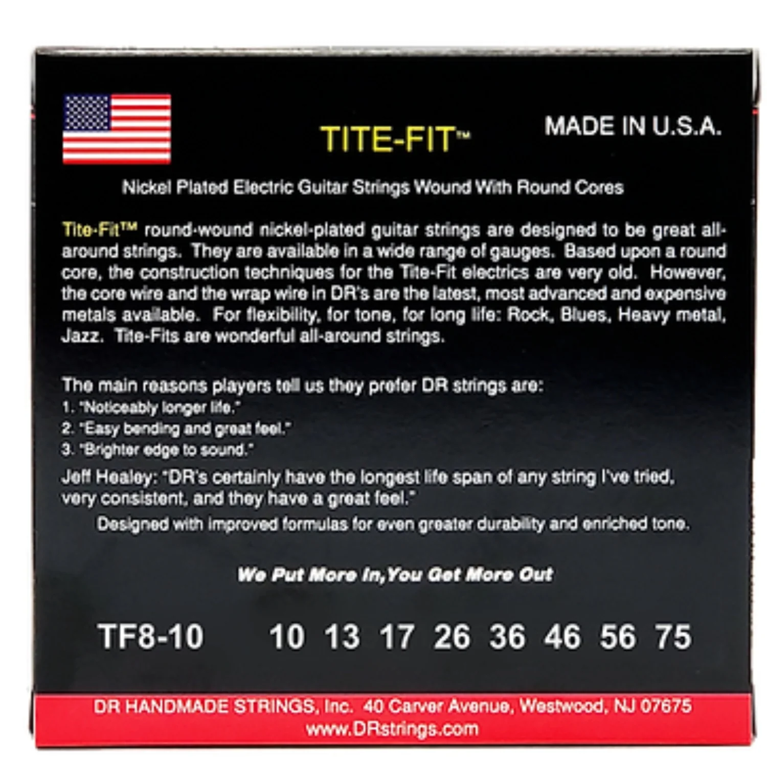 DR String TF8-10 Tite-Fit 8-String Medium Electric Guitar Strings Set - .010-.075 - Image 3