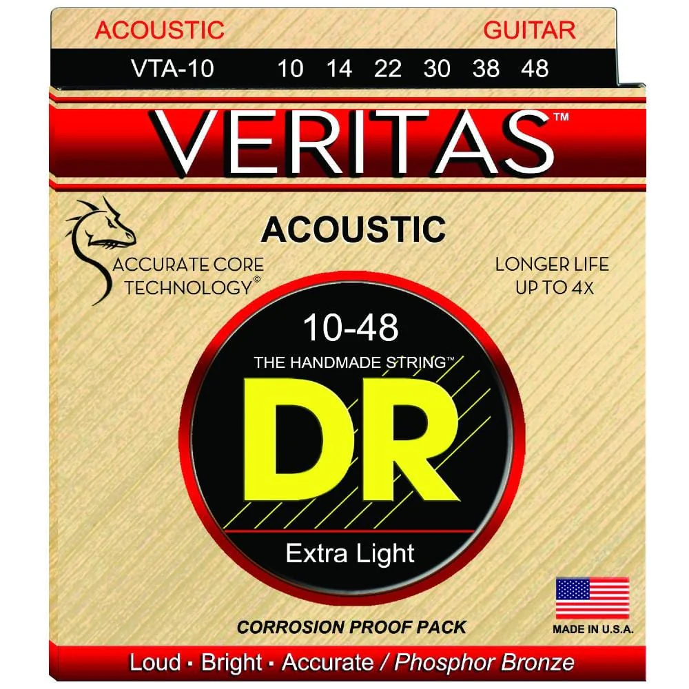 DR String Veritas Coated Core Technology Acoustic Guitar Strings - Custom Light - 11-50 - Image 3