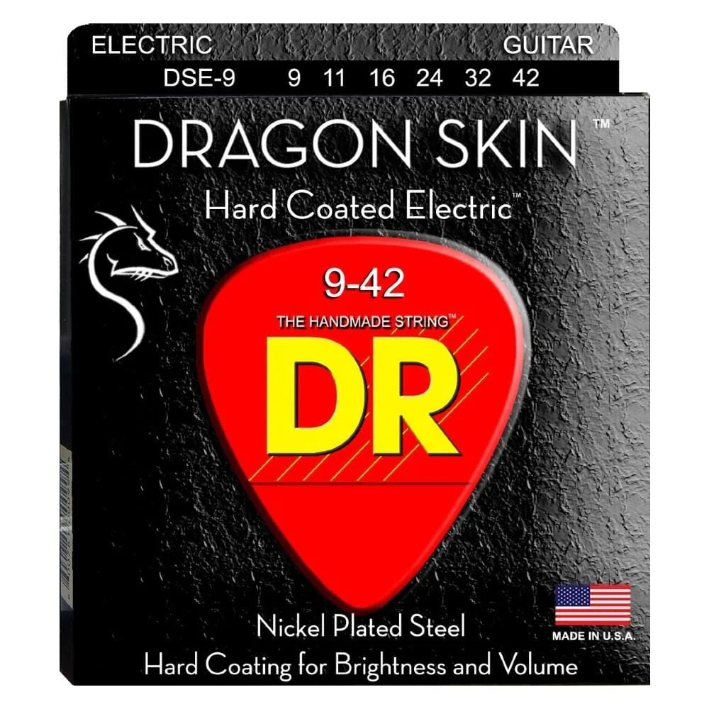 DR Strings DSE-9 Dragon Skin Clear Coated Electric Guitar Strings- Light - 009-042