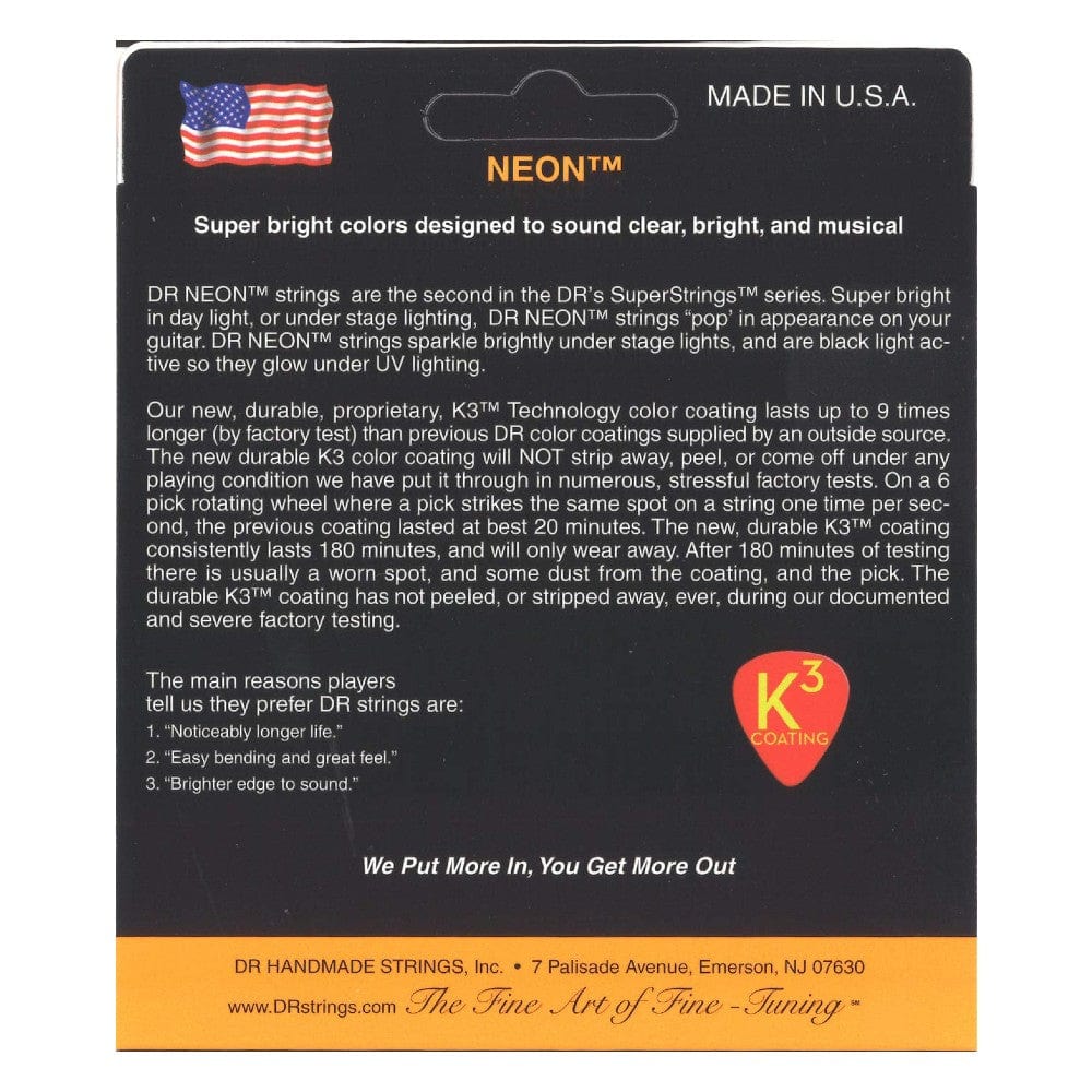 DR Strings NOE-10 Electric Guitar Strings, Medium - NEON HiDef Orange - Image 2