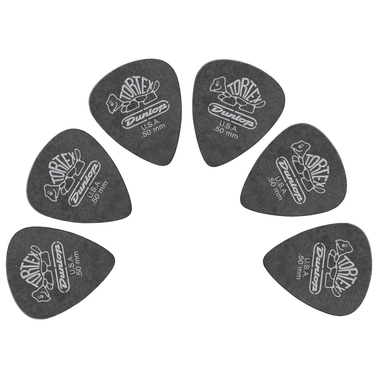 Dunlop 488R Tortex Pitch Black Standard Guitar Pick - Pack of 6 - 0.50mm