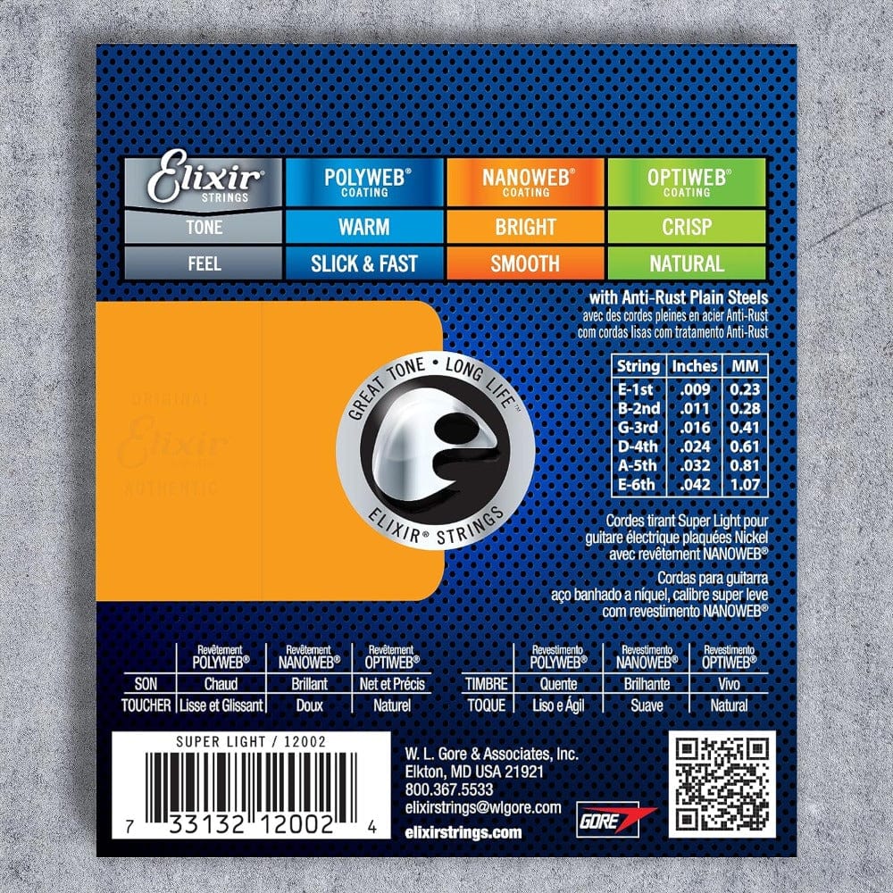 Elixir 12002 Nanoweb Electric Guitar Strings - Super Light - 0.09 -0.42 - Image 2