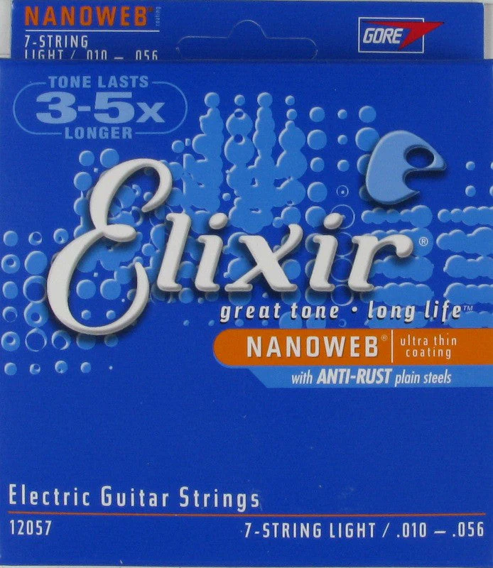 Elixir 12057 Nanoweb Light 7-String Electric Guitar Strings