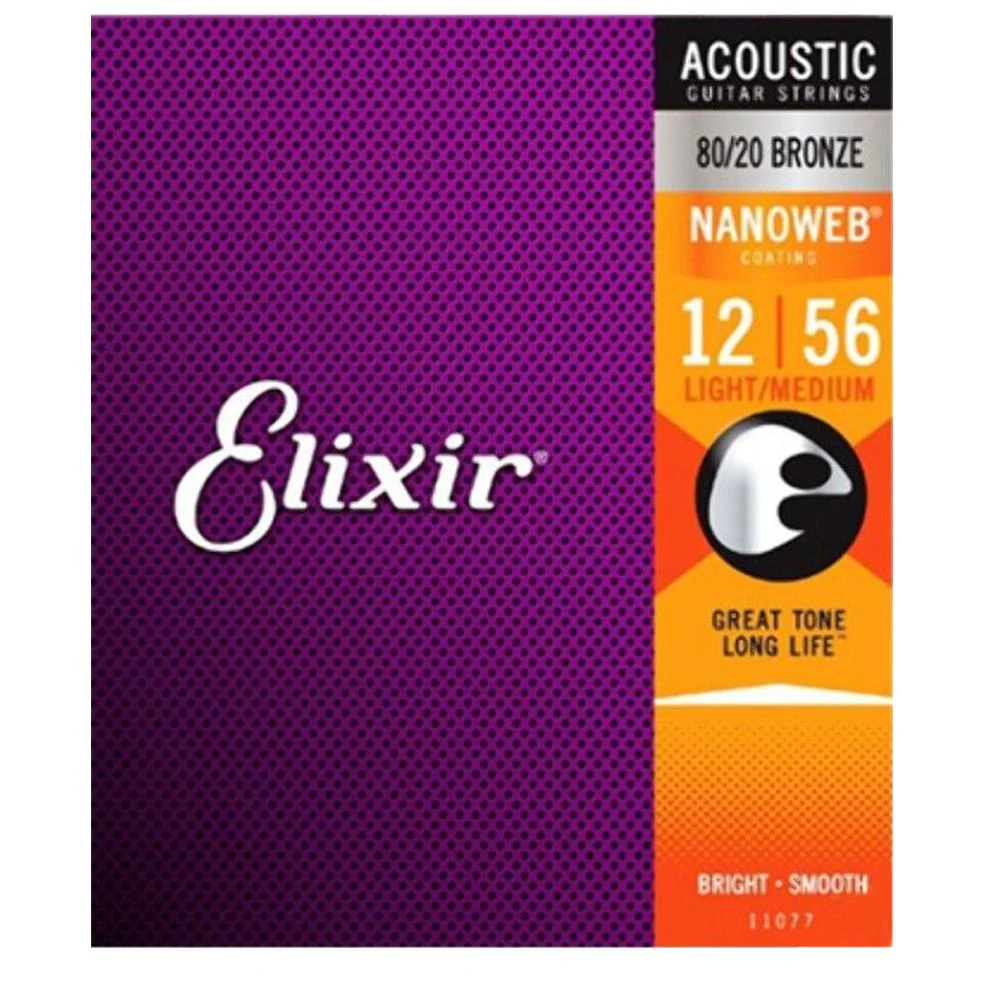 Elixir 3313211027 Nanoweb 80/20 Bronze Acoustic Guitar Strings Custom Light - 11-52 - Image 2