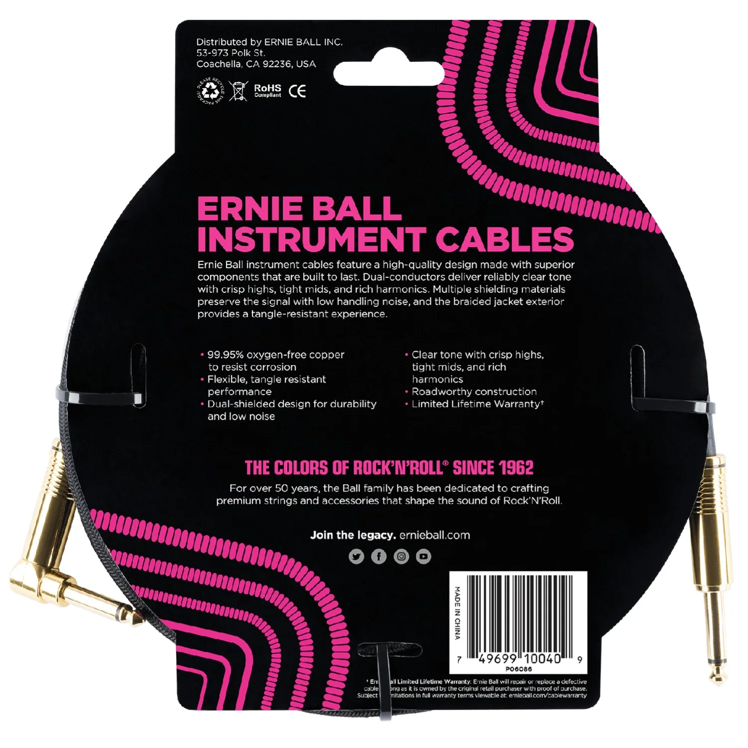 Ernie Ball 18' Braided Straight Angle Instrument Cable - Image 7
