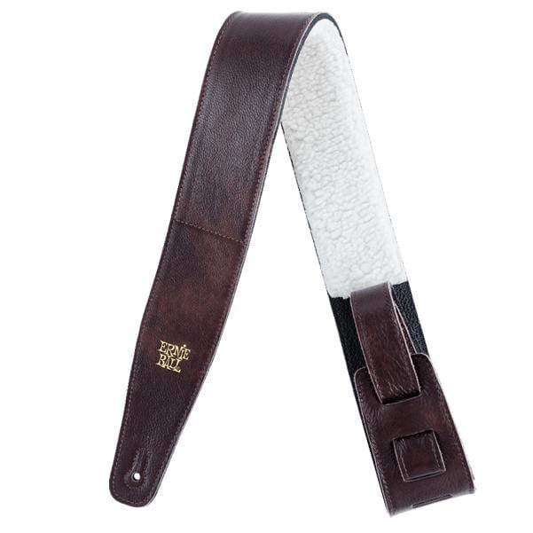 Ernie Ball 2.5-Inch Adjustable Guitar Strap Italian Leather with Fur Padding - Image 3