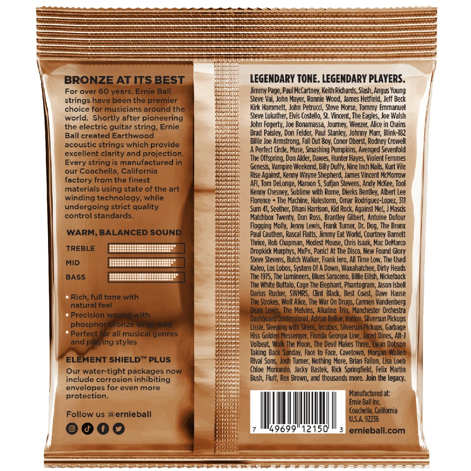 Ernie Ball 2150 Earthwood Phosphor Bronze Alloy Acoustic Guitar Strings - Extra Light - Image 2