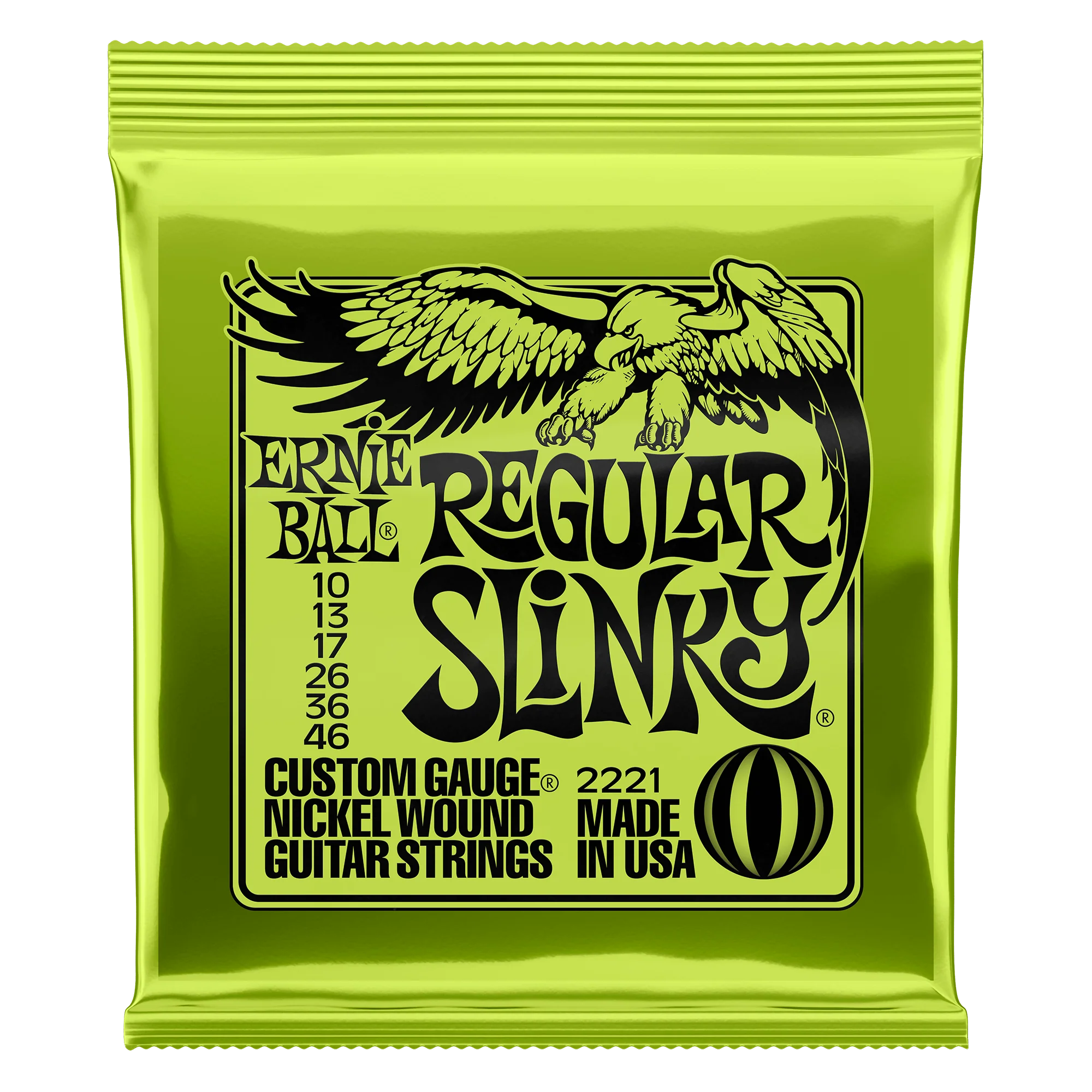 Ernie Ball 2221 Regular Slinky Electric Guitar Strings, Nickel Wound - 0.10-0.46