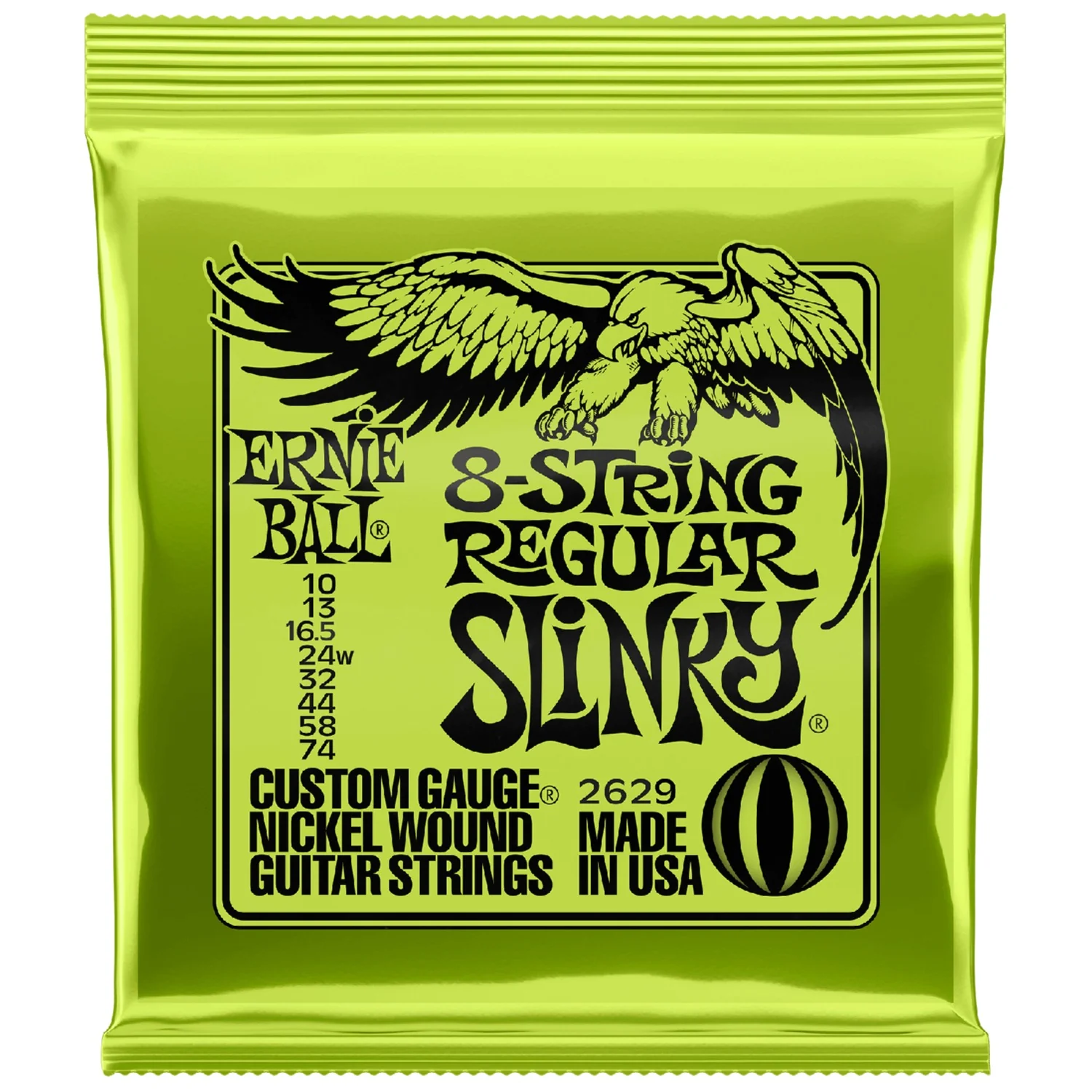 Ernie Ball 2629 Regular Slinky Nickel Wound 8 String Electric Guitar String Set 10 - 74