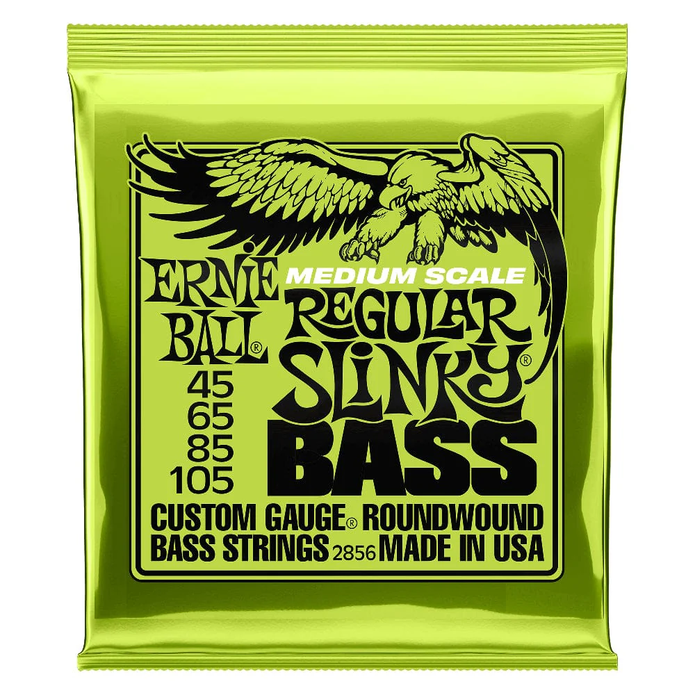 Ernie Ball 2856 Regular Slinky Nickel Wound Medium Scale 4 String Electric Bass Guitar String Set - .045-.105