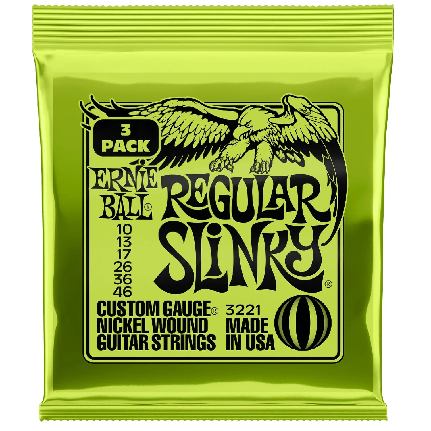 Ernie Ball 3221 Regular Slinky Nickel Wound Electric Guitar Strings 3 Pack 10-46 - Image 2