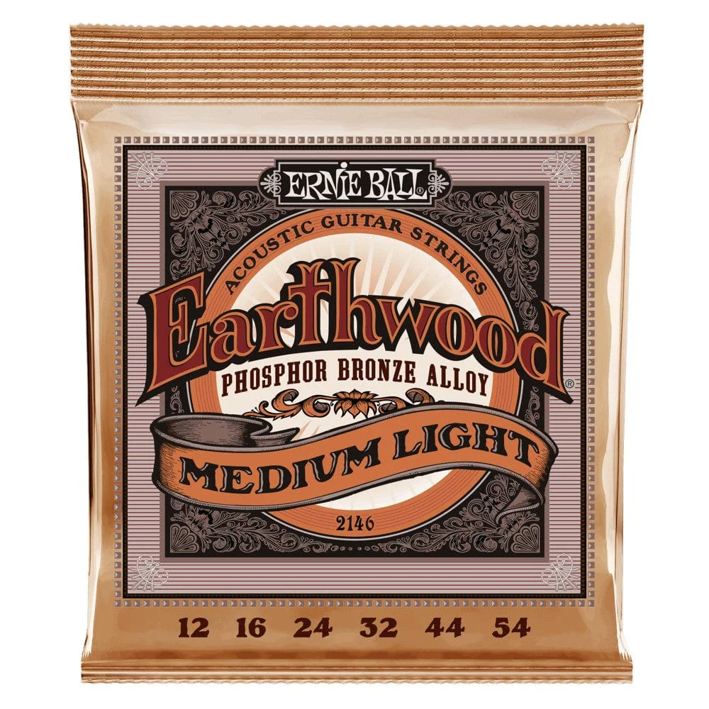 Ernie Ball 3543 Medium Light Earthwood Phosphor Bronze Acoustic Guitar Strings  - .12-.54