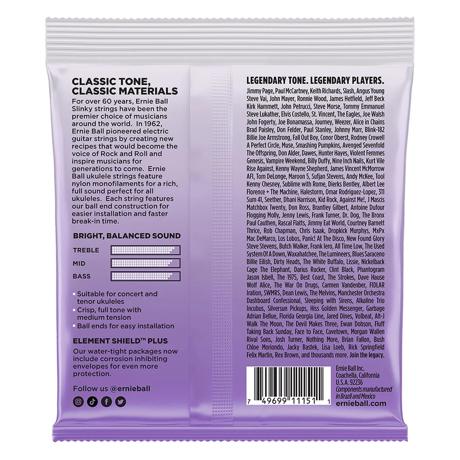 Ernie Ball Concert & Tenor Wound G Nylon Ball End Ukulele Strings - Image 2