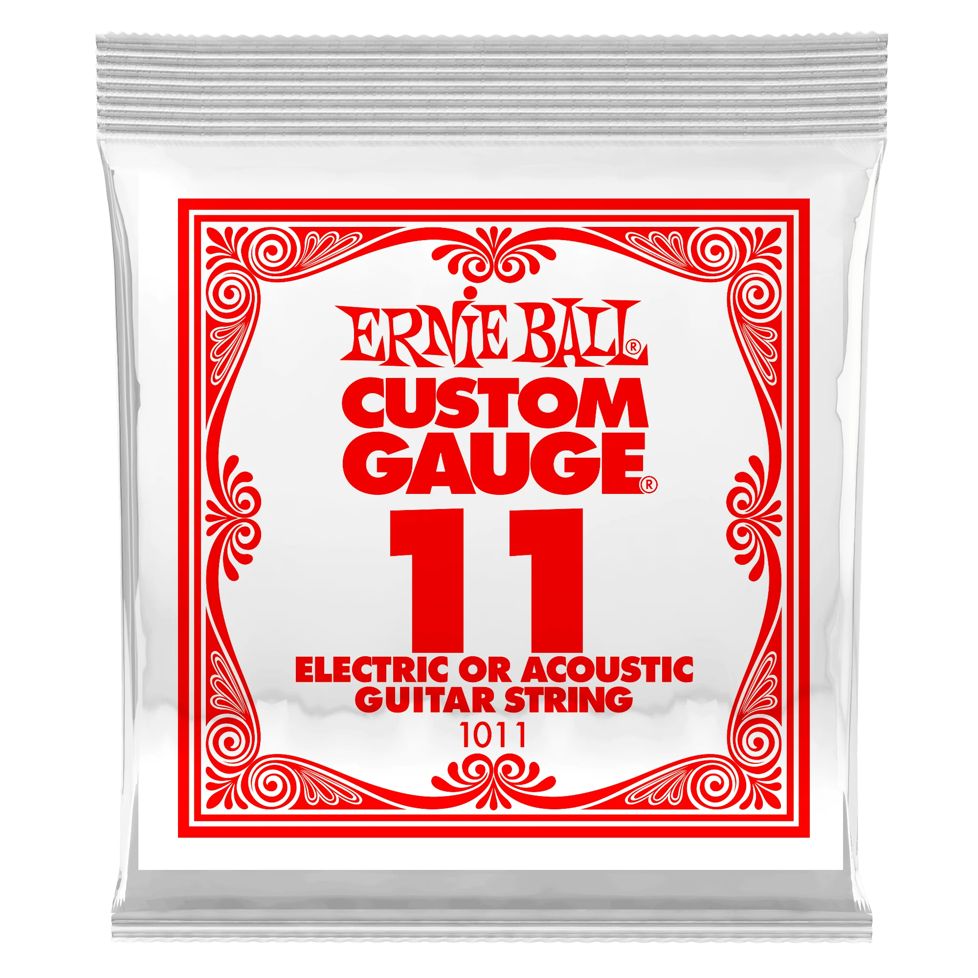 Ernie Ball Custom Gauge Single Ball End String for Electric or Acoustic Guitars - 0.011