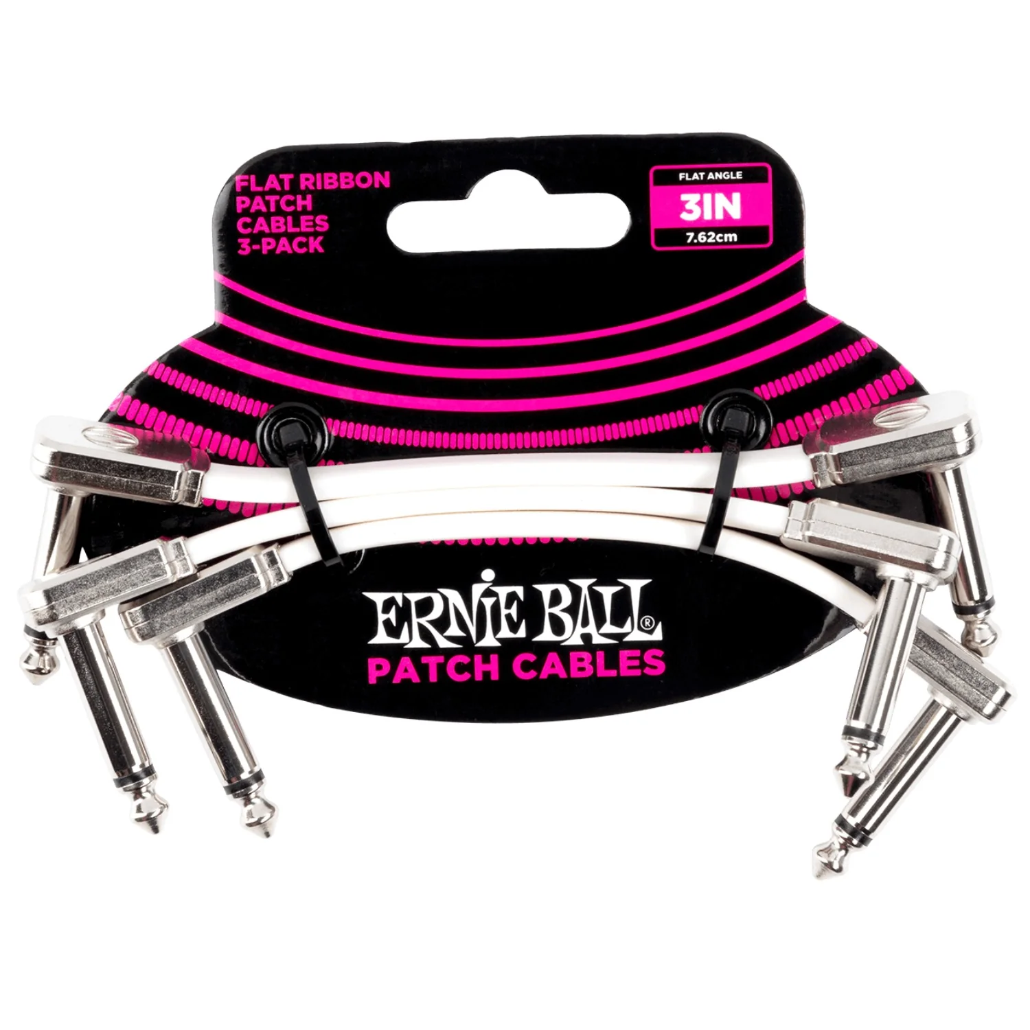 Ernie Ball Flat Ribbon Patch Cable - White  Pack of 3