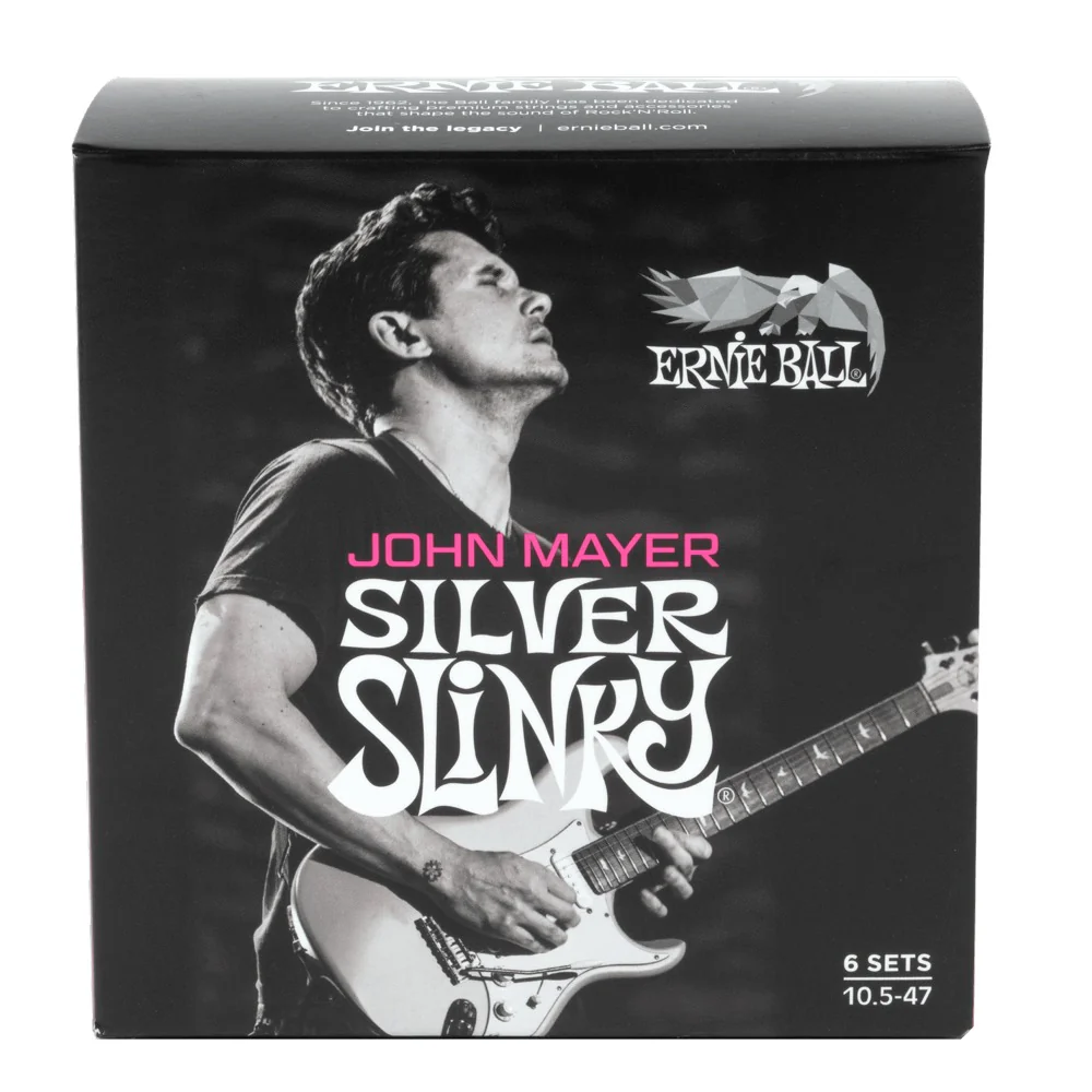 Ernie Ball John Mayer Silver Slinky Electric Guitar Strings - Pack of 6 - 10.5-47
